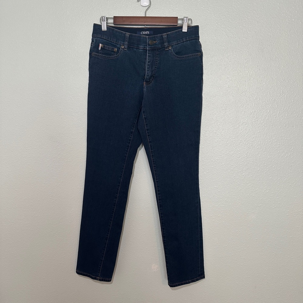 Chaps Womens Size 6 Dark Wash Straight Leg Stretch Denim Jeans Blue